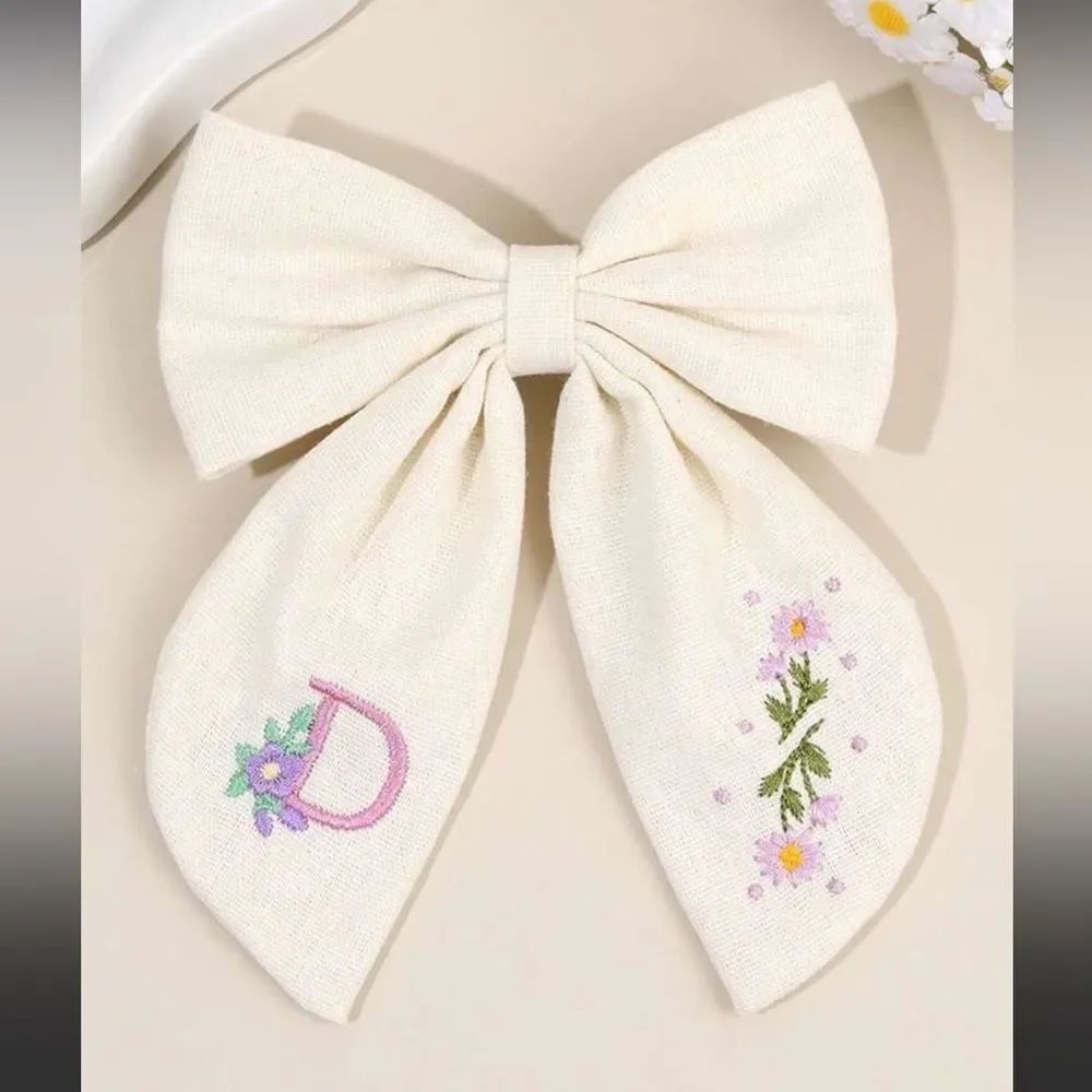 Embroidered Bow Hair Clip for Kids A1600